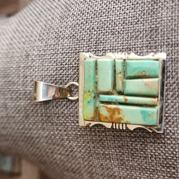 NWOT Native American Navajo Turquoise Cobblestone Pendant 💙 - Picture 8 of 10